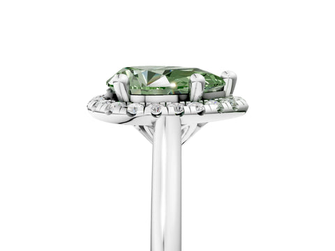 White gold Fancy Green Pear Cut Halo Round Diamond Solitaire Engagement Ring with Pave Band and Four-Prong Setting_29