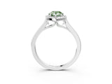 White gold Fancy Green Pear Cut Halo Round Diamond Solitaire Ring with Pavé Band and Four-Prong Setting_15