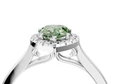 White gold Fancy Green Pear Cut Halo Round Diamond Solitaire Ring with Pavé Band and Four-Prong Setting_16