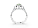 White gold Fancy Green Pear Cut Halo Round Diamond Twist Band with Four-Prong Setting_27