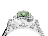 White gold Fancy Green Pear Cut Halo Round Diamond Twist Band with Four-Prong Setting_28