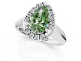 White gold Fancy Green Pear  Cut Halo Solitaire Engagement Ring with Square Band and Four-Prong Setting_127
