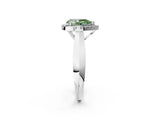 White gold Fancy Green Pear  Cut Halo Solitaire Engagement Ring with Square Band and Four-Prong Setting_128