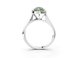 White gold Fancy Green Pear  Cut Halo Solitaire Engagement Ring with Square Band and Four-Prong Setting_129