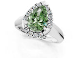 White gold Fancy Green Pear  Cut Halo Solitaire Engagement Ring with Square Band and Four-Prong Setting_91