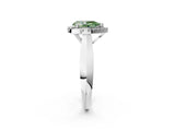 White gold Fancy Green Pear  Cut Halo Solitaire Engagement Ring with Square Band and Four-Prong Setting_92
