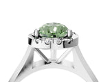 White gold Fancy Green Pear  Cut Halo Solitaire Engagement Ring with Square Band and Four-Prong Setting_94