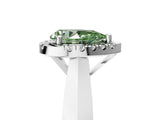 White gold Fancy Green Pear  Cut Halo Solitaire Engagement Ring with Square Band and Four-Prong Setting_95