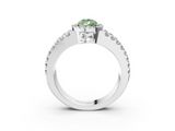 White gold Fancy Green Pear  Cut Halo Split Shank Diamond Ring with Four-Prong Setting_47