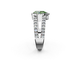 White gold Fancy Green Pear  Cut Halo Split Shank Diamond Ring with Four-Prong Setting_47