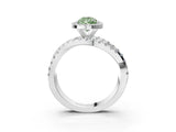 White gold Fancy Green Pear  Cut Halo Split Shank Prong Setting Ring_30