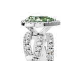 White gold Fancy Green Pear  Cut Halo Split Shank Prong Setting Ring_32