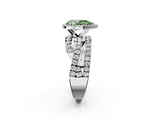 White gold Fancy Green Pear  Cut Halo Split Shank Prong Setting Ring_60