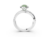 White gold Fancy Green Pear  Cut Halo Split Shank Prong Setting Ring_61