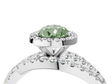 White gold Fancy Green Pear  Cut Halo Split Shank Prong Setting Ring_65