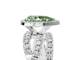White gold Fancy Green Pear  Cut Halo Split Shank Prong Setting Ring_68