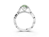 White gold Fancy Green Pear Cut Halo Twist Band with Four-Prong Setting_63