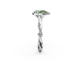 White gold Fancy Green Pear  Cut Halo Twisted Band Four-Prong Ring_22