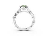 White gold Fancy Green Pear  Cut Halo Twisted Band Four-Prong Ring_23