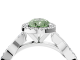 White gold Fancy Green Pear  Cut Halo Twisted Band Four-Prong Ring_24
