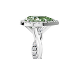 White gold Fancy Green Pear  Cut Halo Twisted Band Four-Prong Ring_25