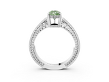 White gold Fancy Green Pear  Cut Milgrain Channel Set Engagement Ring with Solitaire Prong Setting_47