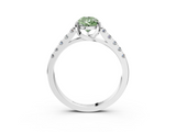 White gold Fancy Green Pear  Cut Pavé Band Solitaire Ring with Four-Prong Setting_24