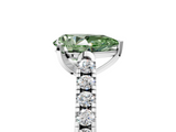 White gold Fancy Green Pear  Cut Pavé Band Solitaire Ring with Four-Prong Setting_25