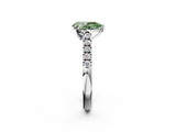 White gold Fancy Green Pear  Cut Pavé Band Solitaire Ring with Four-Prong Setting_27