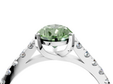 White gold Fancy Green Pear  Cut Pavé Band Solitaire Ring with Four-Prong Setting_29