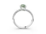 White gold Fancy Green Pear  Cut Pave Diamond Engagement Ring with Channel Set Band and Four-Prong Setting_23