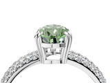 White gold Fancy Green Pear  Cut Pave Diamond Engagement Ring with Channel Set Band and Four-Prong Setting_24