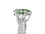 White gold Fancy Green Pear  Cut Pave Diamond Engagement Ring with Channel Set Band and Four-Prong Setting_25