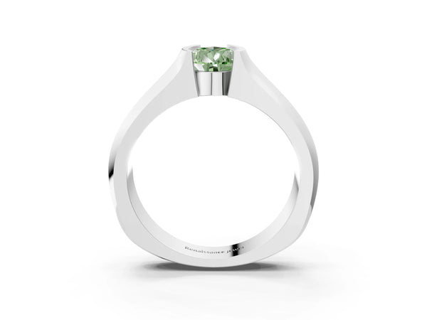 Platinum Pear-Shaped Half Bezel Engagement Ring Setting for Fancy Green Center - Design RJ-777