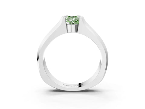 White gold Fancy Green Pear Cut Solitaire Bezel Set Diamond Ring with Wide Band_15