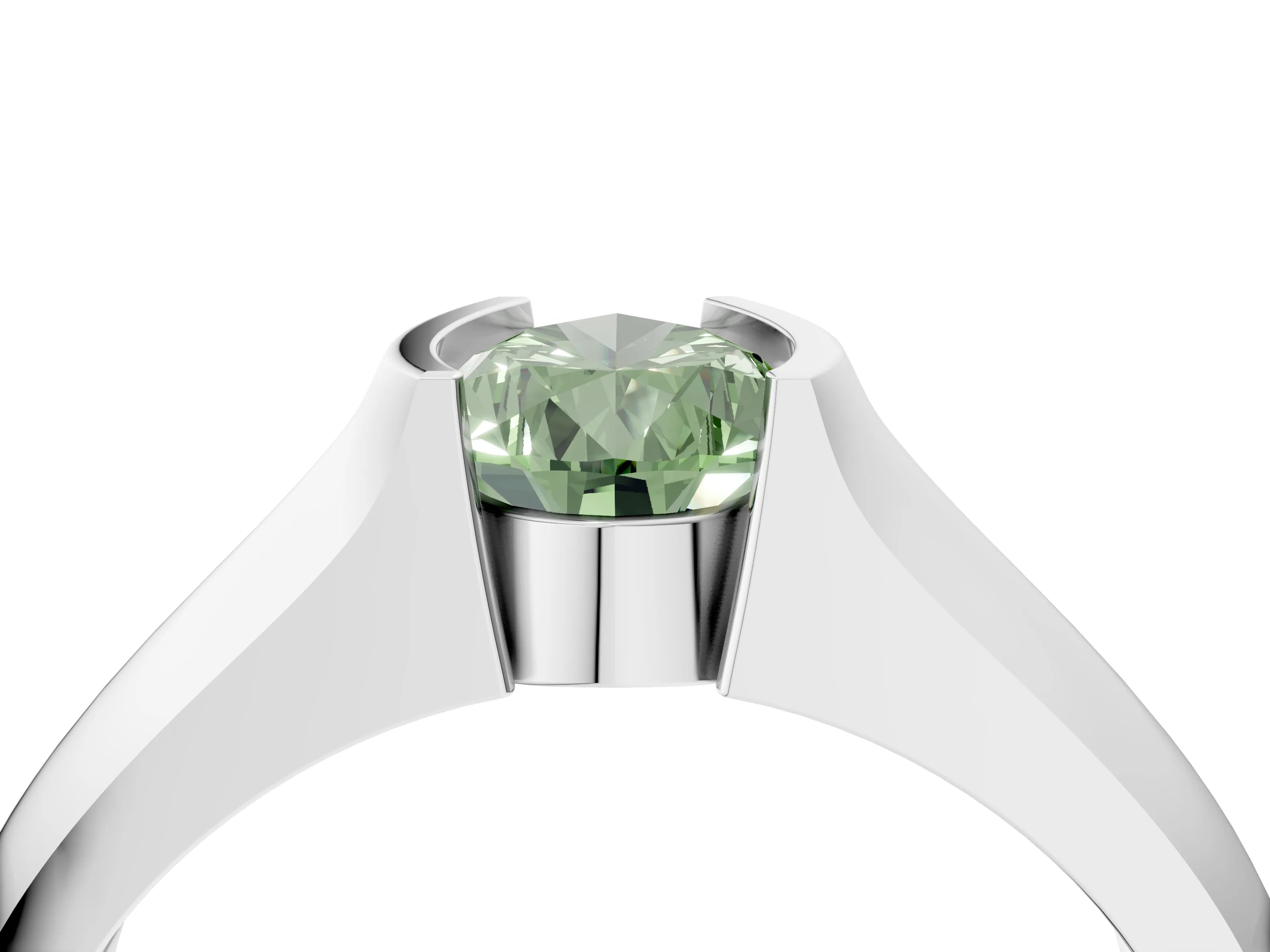 White gold Fancy Green Pear Cut Solitaire Bezel Set Diamond Ring with Wide Band_16