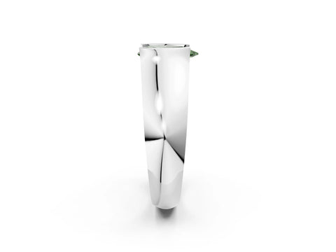 White gold Fancy Green Pear Cut Solitaire Bezel Set Diamond Ring with Wide Band_2