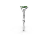White gold Fancy Green Pear Cut Solitaire Cathedral Diamond Engagement Ring with Channel-Set Band and Four-Prong Setting_17