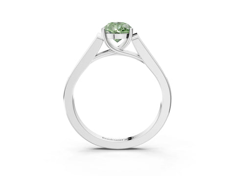 White gold Fancy Green Pear Cut Solitaire Cathedral Diamond Engagement Ring with Channel-Set Band and Four-Prong Setting_18