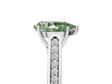 White gold Fancy Green Pear Cut Solitaire Cathedral Diamond Engagement Ring with Channel-Set Band and Four-Prong Setting_20
