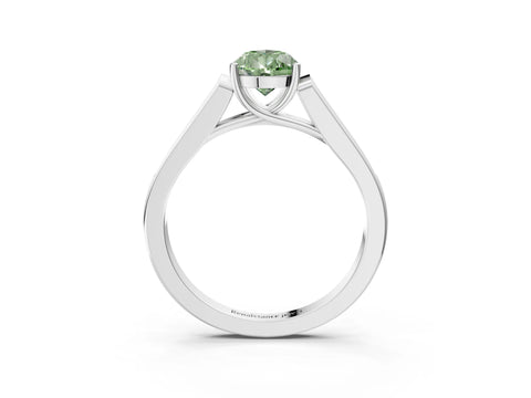 White gold Fancy Green Pear Cut Solitaire Cathedral Diamond Engagement Ring with Channel-Set Band and Four-Prong Setting_6