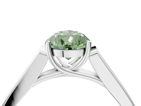 White gold Fancy Green Pear Cut Solitaire Cathedral Diamond Engagement Ring with Channel-Set Band and Four-Prong Setting_7