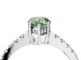 White gold Fancy Green Pear Cut Solitaire Diamond Engagement Ring with Pavé Band and Six-Prong Setting_16