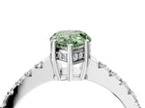 White gold Fancy Green Pear Cut Solitaire Diamond Engagement Ring with Pavé Band and Six-Prong Setting_28