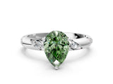 White gold Fancy Green Pear Cut Solitaire Diamond Engagement Ring with Twisted Pave Band and Four-Prong Setting_19