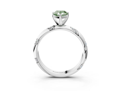 White gold Fancy Green Pear Cut Solitaire Diamond Engagement Ring with Twisted Pave Band and Four-Prong Setting_22
