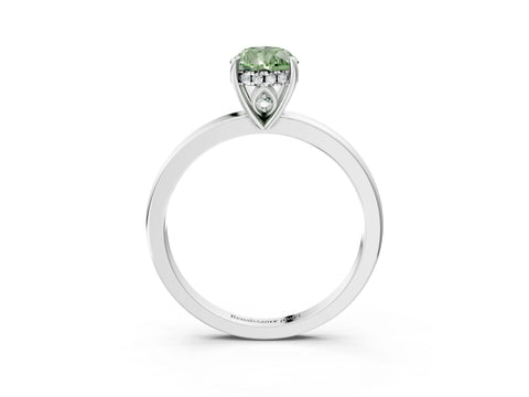 White gold Fancy Green Pear Cut Solitaire Diamond Ring with Prong Setting and Plain Band_15