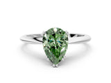 White gold Fancy Green Pear Cut Solitaire Diamond Ring with Six-Prong Setting and Classic Band_27