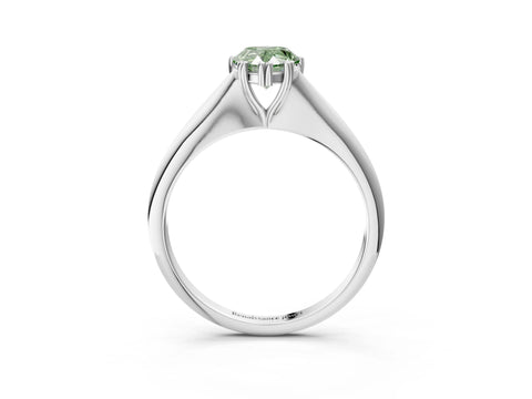 White gold Fancy Green Pear Cut Solitaire Diamond Ring with Six-Prong Setting and Classic Band_3