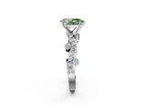 White gold Fancy Green Pear  Cut Solitaire Diamond Twisted Band with Pave Setting_26